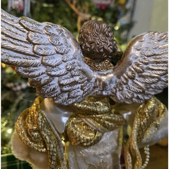Angel Tree Topper Christmas 13” Beautiful Dress Glittery Terry's Village - Picture 4 of 5